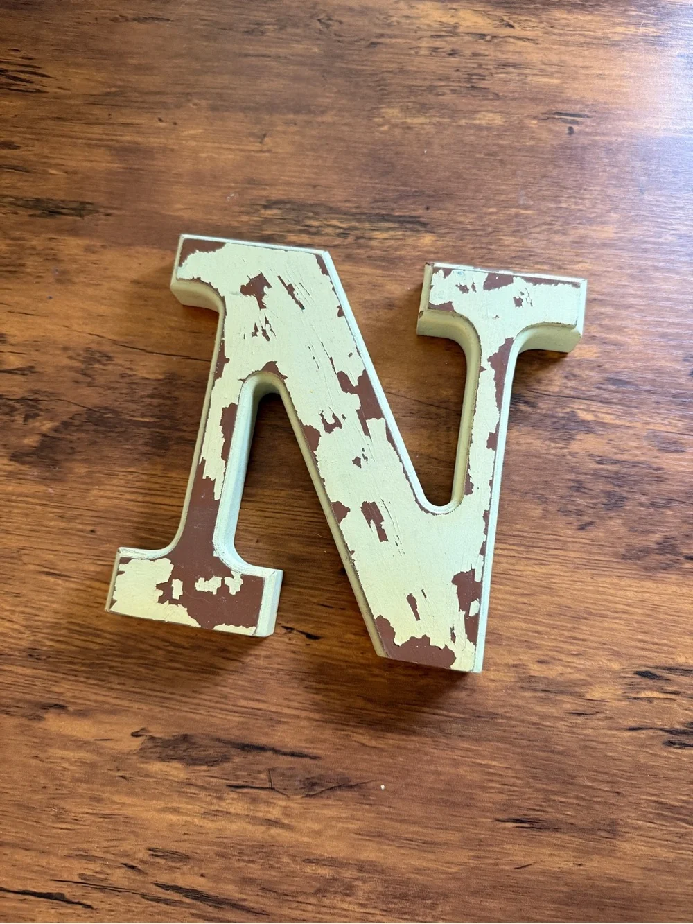 Distressed Letter N Wall Decor in Sage Green